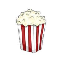 Vector hand drawn create design, Full popcorn on white background.