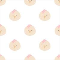 Cute seamless pattern with chikens. animal head. Bright cartoon vector easter background. Can be used for wallpaper,pattern fills, kid design.