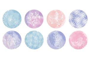 Social Media Template. Highlight cover set, circle cute floral  icons for social media. watercolor design. Set of Story Highlights Covers Icons. Social Media Template vector