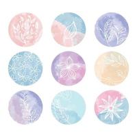 Highlight cover set, abstract floral botanical icons for social media. watercolor design. Set of Instagram Story Highlights Covers Icons. Social Media Template vector