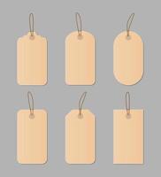 Blank paper price tags or gift tags of various shapes with string vector