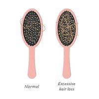 Hair loss concept. Alopecia. Comb with hair. vector