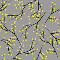 Abstract sprigs of mimosa on a gray background seamless pattern vector