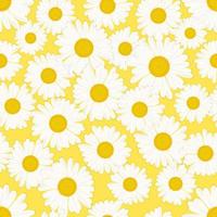 Daisies on a yellow background. Floral seamless pattern. vector