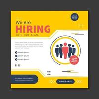 We are hiring job position social media post. Flat vector Design for web, apps and many more