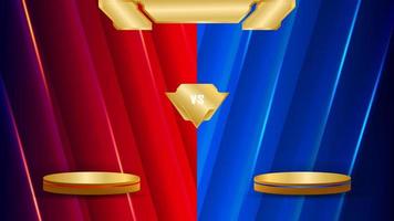 Modern Battle Versus VS Background for Sports Game. Blue and Red Battle Versus Background with Gold Podium. Vector Background Illustration