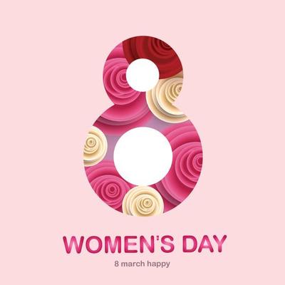 happy women's day 8 march international pink poster logo concept girl spring