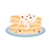 Breakfast pancakes hand drawn colorful cartoon style vector