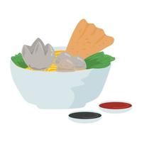Hand drawn bakso in a bowl vector