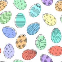 Easter eggs doodle seamless pattern vector