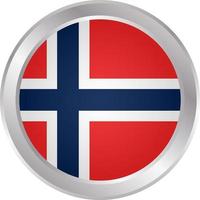 bandera de noruega bandera de botón de círculo nacional vector