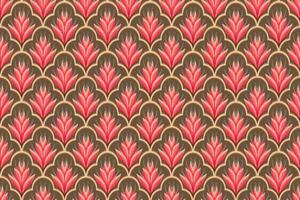 Pink, White on Brown. Geometric ethnic oriental pattern traditional Design for background,carpet,wallpaper,clothing,wrapping,Batik,fabric, vector illustration embroidery style