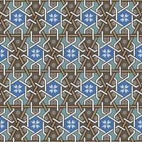 Blue Flower on Green Brown Geometric ethnic oriental pattern traditional Design for background,carpet,wallpaper,clothing,wrapping,Batik,fabric, vector illustration embroidery style