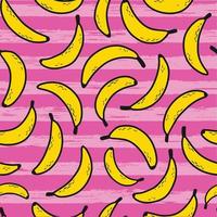 patrón sin costuras con plátanos sobre fondo rayado rosa. estampados textiles de verano, papel de envolver, papel tapiz, scrapbooking, papelería, prendas de vestir, etc. eps 10 vector