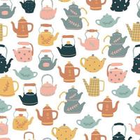 seamless pattern with hand drawn kettles for kitchen textile prints, wrapping paper, scrapbooking, backgrounds, wallpaper, etc. Kitchen, cafe, restaurant decor. EPS 10 vector