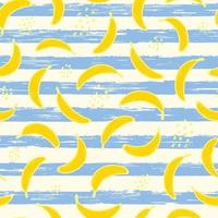 seamless pattern with bananas on blue striped background for summer wrapping paper, textile prints, wallpaper, scrapbooking, kids apparel, stationary, etc. EPS 10 vector