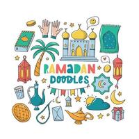 set of Ramadan and islamic doodles isolated on white background. Good for stickers, icons, prints, planners, scrapbooking, stationary, etc. EPS 10 vector