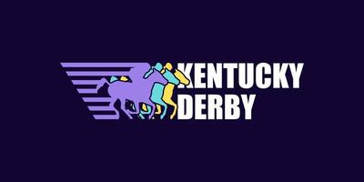 Three different colored horses and kentucky derby text vector
