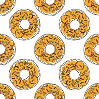 Vector seamless pattern illustration of donuts in cartoon design isolated on white background