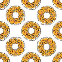 Ilustración de patrón sin costura vectorial de donuts en diseño de dibujos animados aislado sobre fondo blanco vector