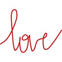 Isolated text love red color hand writing on white background vector