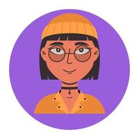 avatar de mujer. retrato de niña con estilo. rostro de mujer aislado sobre fondo blanco vector