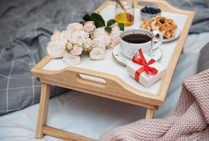 Romantic breakfast in bed photo