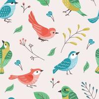 Spring Bird Seamless Pattern vector