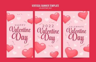 feliz día de San Valentín. celebrado en febrero. publicación en redes sociales, afiche, banner web, área espacial y fondo vector