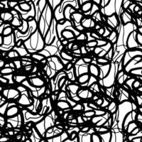 Seamless vector pattern with abstract curls. Swirled brush strokes.  Black ink freehand scribbles, abstract background. Brushstrokes, smears, lines, squiggle pattern.