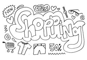 Hand drawn set of shopping doodles on white background. vector