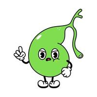 Cute angry sad gallbladder character. Vector hand drawn traditional cartoon vintage, retro, kawaii character illustration icon. Isolated on white background. Angry gallbladder character concept