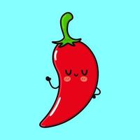 Cute funny chili pepper character. Vector hand drawn cartoon kawaii character illustration icon. Isolated on blue background. Chili pepper character concept