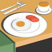 diseño de ilustración vectorial de huevos fritos y la taza de café estilo retro vector