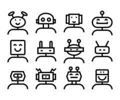 cute robot character avatars set vector