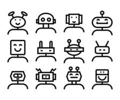 cute robot character avatars set vector