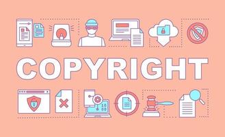 Copyright word concepts banner. Digital rights safety. Industrial espionage. Cyber security. Presentation, website. Isolated lettering typography idea with linear icons. Vector outline illustration