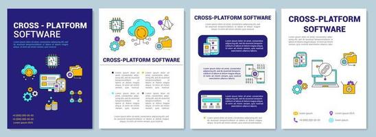 Cross platform software brochure template layout. App development flyer, booklet, leaflet print design with linear illustrations. Vector page layouts for magazines, annual reports, advertising posters