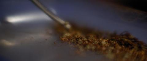 Trimming marijuana with scissors to roll a joint. Close up of weed being cut up. video