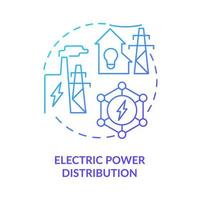 Electric power distribution blue gradient concept icon. Smart grid network productivity abstract idea thin line illustration. Isolated outline drawing. Roboto-Medium, Myriad Pro-Bold fonts used vector