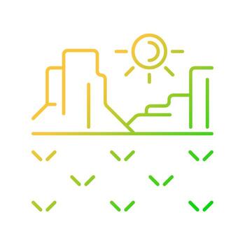 Plateau gradient linear vector icon. Elevated flat terrain. Plain area raised above surface. Tableland. Highland. Thin line color symbol. Modern style pictogram. Vector isolated outline drawing