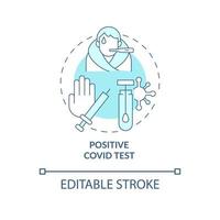 Positive covid test blue concept icon. Contraindications to covid vaccines abstract idea thin line illustration. Person with positive result. Vector isolated outline color drawing. Editable stroke