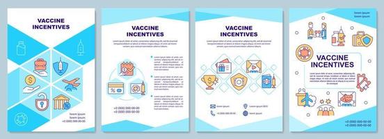 Vaccine incentives brochure template. Exclusive rewards and bonuses. Flyer, booklet, leaflet print, cover design with linear icons. Vector layouts for presentation, annual reports, advertisement pages