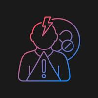 Side effects risk gradient vector icon for dark theme. Experimental drug reactions. Testing potential treatments. Thin line color symbol. Modern style pictogram. Vector isolated outline drawing