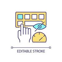 Touch typing RGB color icon. Computer keyboard skills. Blind typing. Increasing speed. Building muscle memory. Isolated vector illustration. Simple filled line drawing. Editable stroke