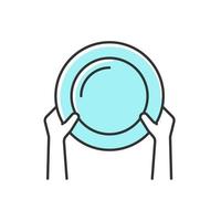 Asking for food RGB color icon. Poverty and starvation. Lack of nutrition. Poor population that suffers from hunger. Food insecurity. Isolated vector illustration. Simple filled line drawing