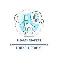 Smart speakers turquoise concept icon. Smart home gadget abstract idea thin line illustration. Control home with voice. Isolated outline drawing. Editable stroke. Arial, Myriad Pro-Bold fonts used vector