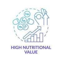 High nutritional value blue gradient concept icon. Nutrients and vitamins. Advantages of UHT milk abstract idea thin line illustration. Isolated outline drawing. Myriad Pro-Bold fonts used vector