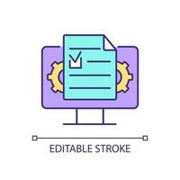 Document management RGB color icon. Creating online documents. Converting file to digital format. Control documentation. Isolated vector illustration. Simple filled line drawing. Editable stroke