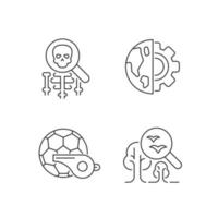 Variety of school subjects linear icons set. Earth, environmental sciences. Physical classes. Customizable thin line contour symbols. Isolated vector outline illustrations. Editable stroke